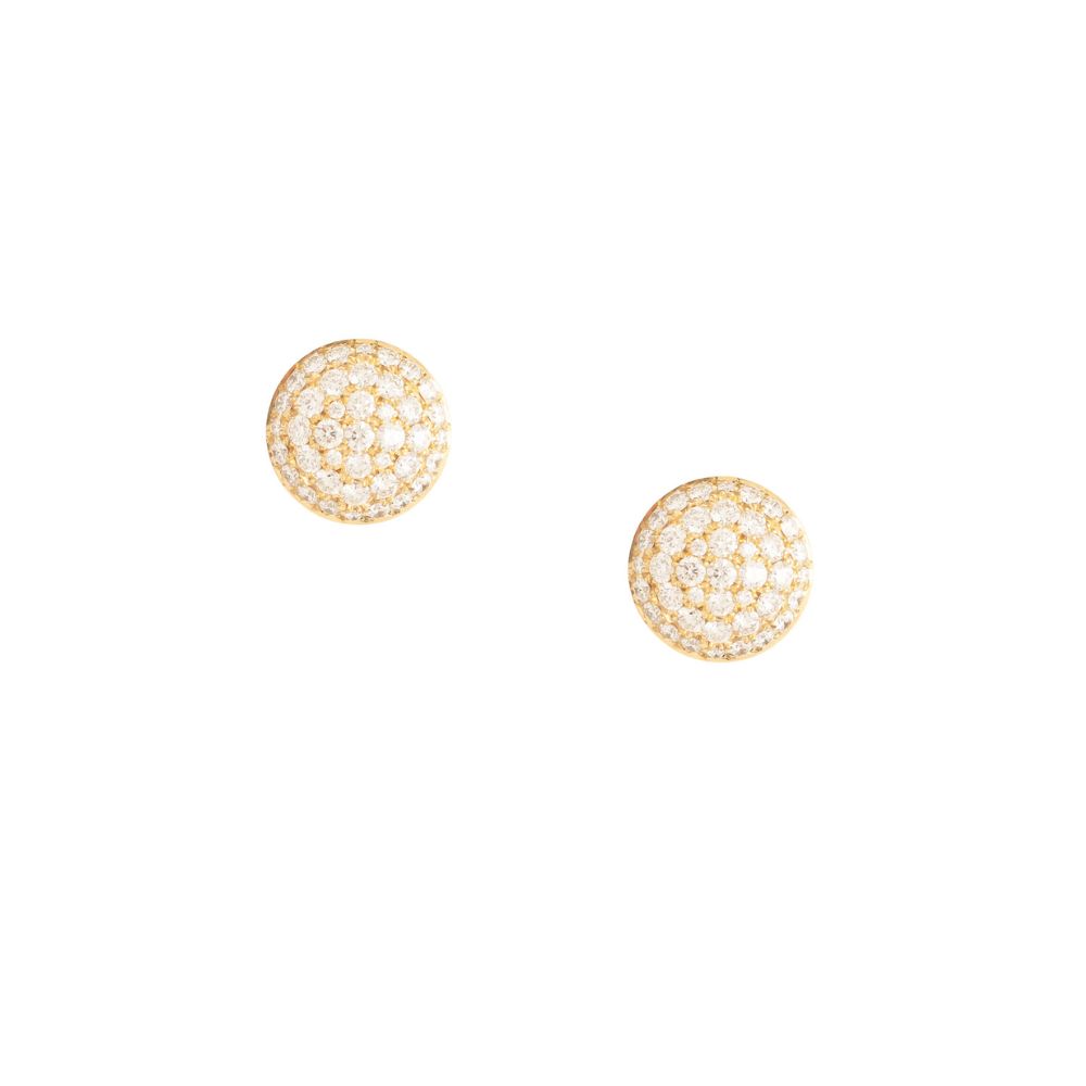 Peruffo 18k Yellow Gold Pave Diamond Round Candy Stud Earrings